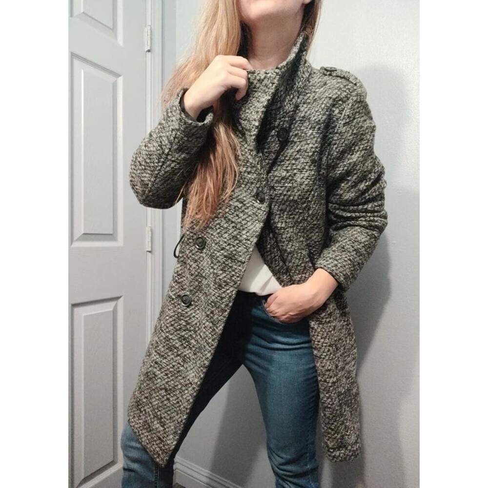 Sebby women's grey gray black midi peacoat coat overcoat winter fall autumn XL